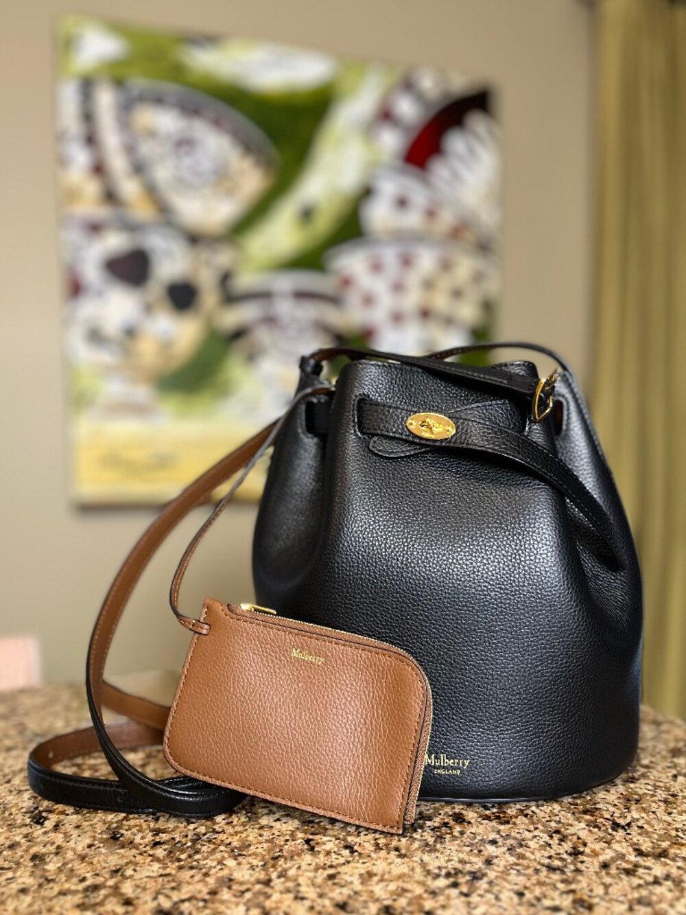 Mulberry Abbey cross-body leather bucket bag - Authentic